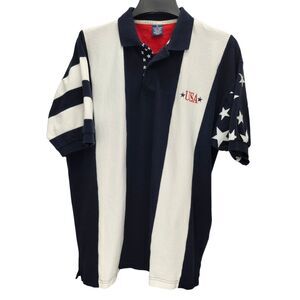 USA American Flag Polo Shirt Mens XL Red White Blue Pullover Casual Patriotic